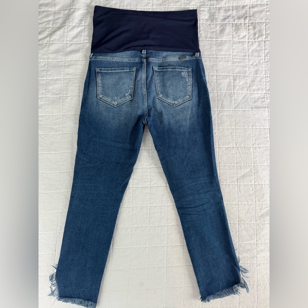 Women's KanCan for Pink Blush Maternity Jeans Distressed Frayed - Picture 2 of 7